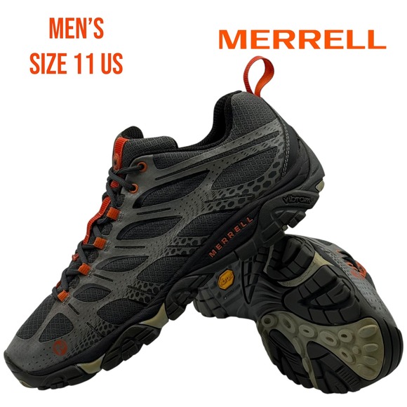 Merrell Moab 2 Vent Hiking Shoes Gray Orange Men's Size 11 J35427 Vibram Outdoor - Picture 1 of 8